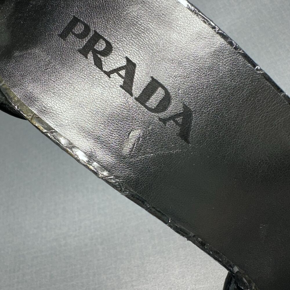 PRADA Silver Snakeskin Strappy Sandals Heels Size 38 (US 7.5) -Authenticated - Picture 4 of 16